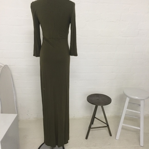 Olive Maxi Dress With Leg Slit - Picture 3 of 3